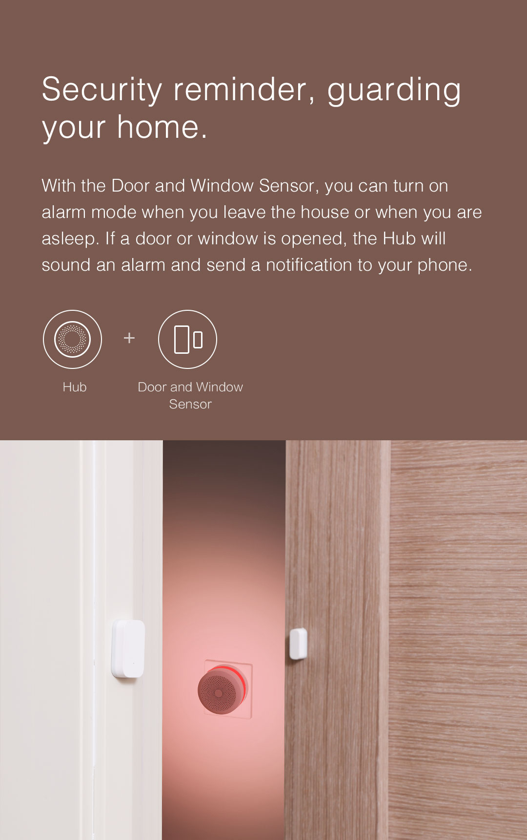 Home Security with Aqara Door Window Sensor and smart hub.
