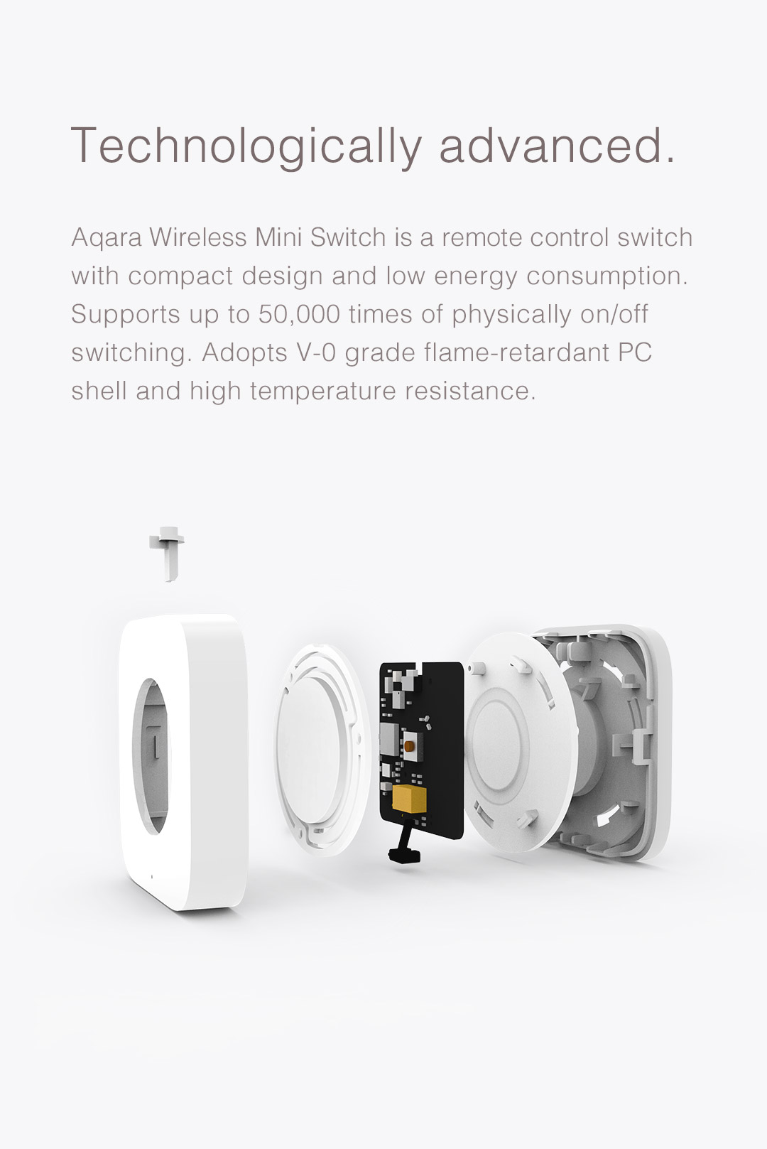 Aqara smart light switch wireless version with compact design and low energy consumption