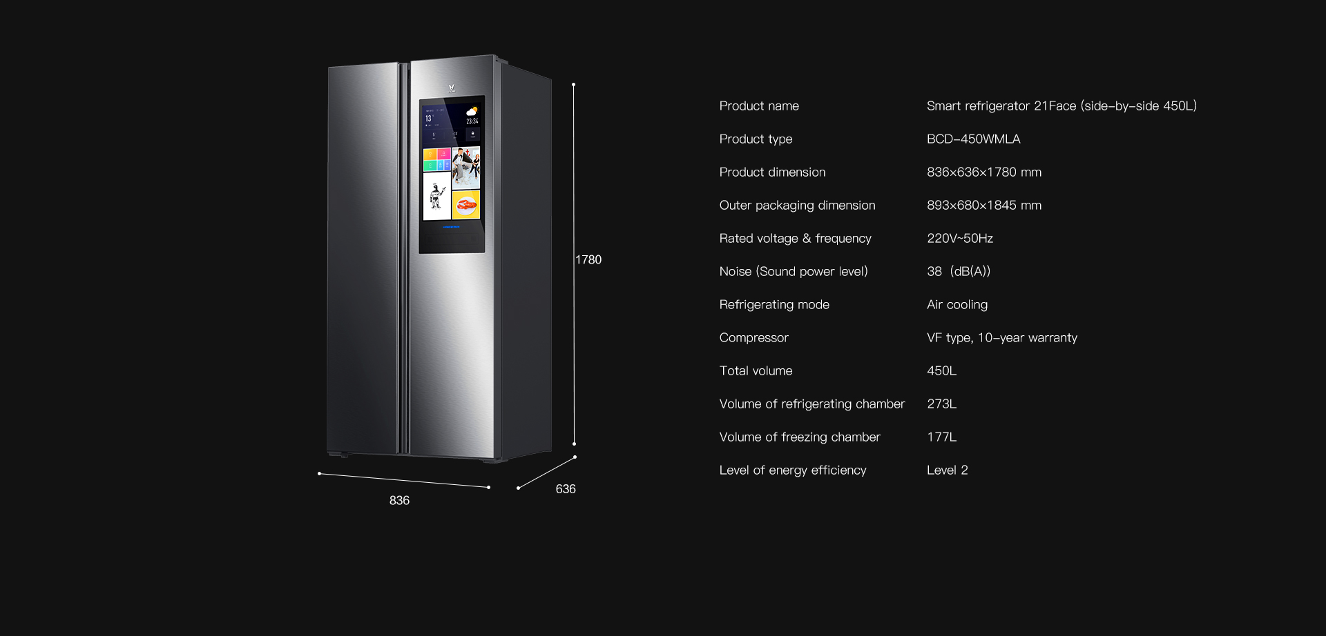 Tủ lạnh thông minh Viomi BCD-450WMLA (Ảnh 1)